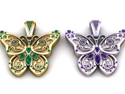 Butterfly Pendant 3D Printable Model 3D print model