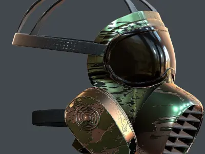 Gas mask helmet 3d model scifi Low-poly  Low-poly 3D model shop