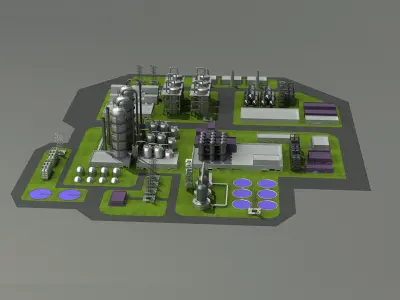 platform factory industrial tower nuclear gas construction 3D model