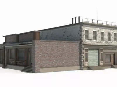 20th century architecture housing and shops 3D model