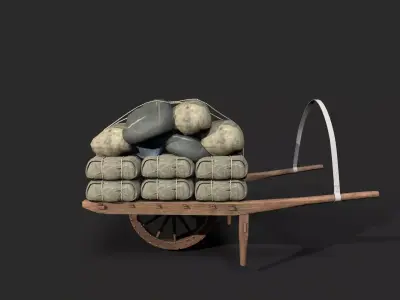 Wooden Cart Low-poly 3D model purchase