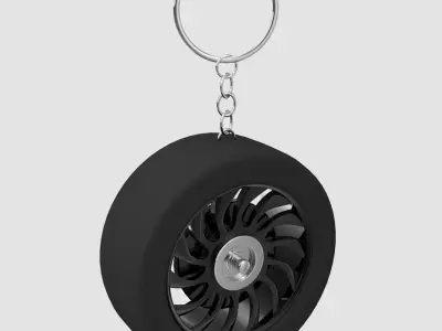 Sports Car Wheel 2 Keychain 3D model