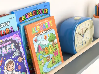  Kids Bookshelf 3D Model 