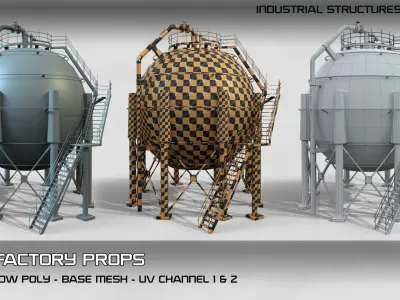 industrial structures Vol 01  5-Factory Props Low-poly 3D model