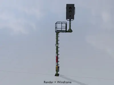 KS Railway Signal Post 7000mm Version-10 Low-poly 3D model