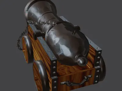 Cartoon Style Old Vessel Cannon 3D model