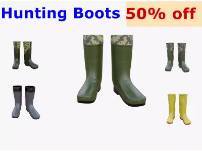 Hunting Boots Colection 3D Model Pack