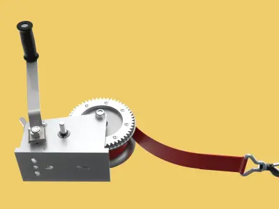 STANDARD MANUAL HAND LEVER CRANK WINCH HOIST BELT LIFTING CRANE 3D model