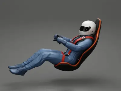 Racing Driver Sitting in Touring Car Cockpit with Racing Suit  3D print model