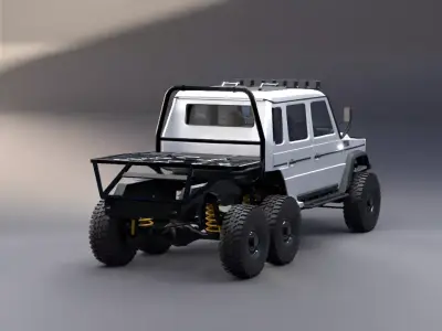 6x6 Offroad Utility Truck Rigged Vehicle 3D Model  Low-poly 3D model