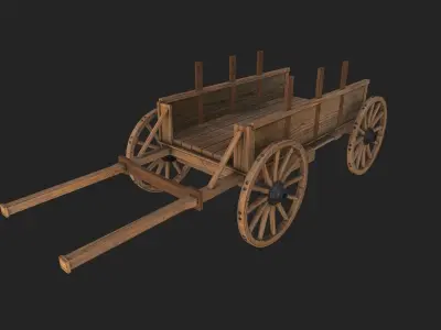 Medieval Wooden Horse Cart Variation 2 - Low Poly And Game Ready 3D model