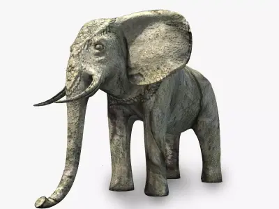 Angkor stone elephant  Low-poly 3D model