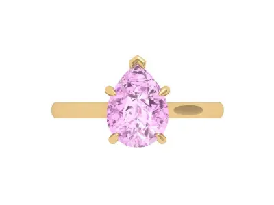 Pear Solitaire Ring 3D print model 3