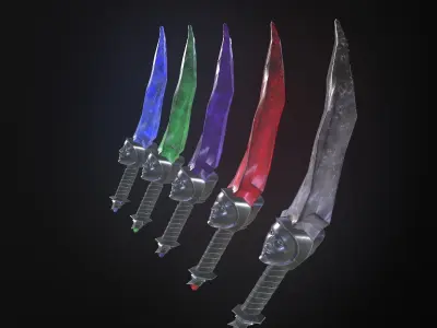 stylized fantasy dagger pack Low-poly 3D model