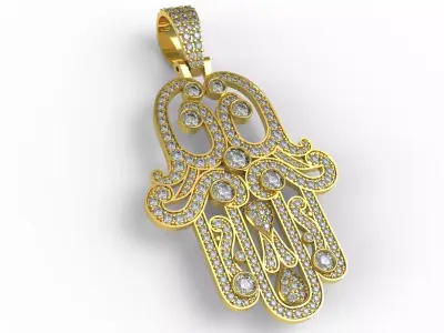 Antique Hamsa Hand Art Deco Pendant 3D print model