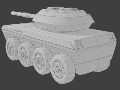Wheeled Stylized Tank  Low-poly 3D model