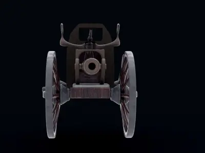 The old carrier cannon cart with barrel and gun  3D model