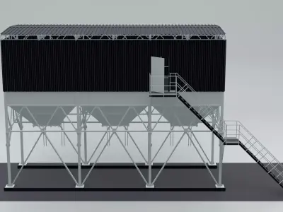 steelwork metal building with stairs 3D model