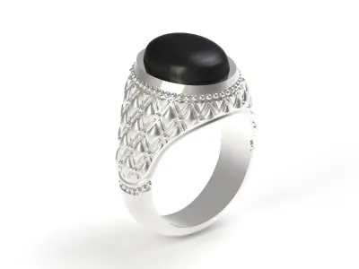 Man onyx and gold STL ring with pattern model mr0009 3D print model