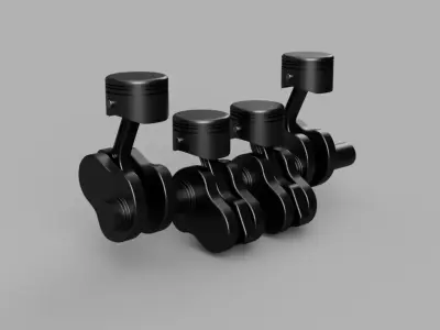 4 cilinder Pistons With crankshaft 3D model