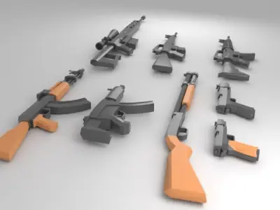 Low Poly Wepons Pack 1 Free low-poly 3D model