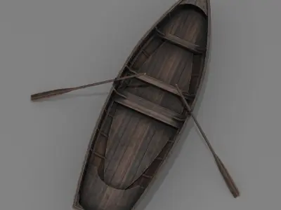 Wooden boat Low-poly 3D model Low-poly 3D model