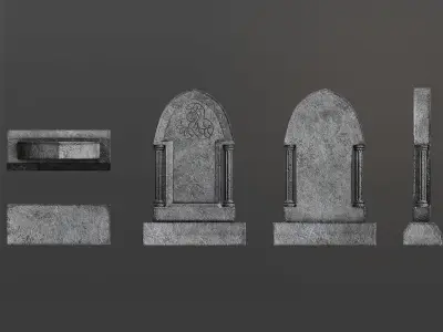 Grave Headstones Low-poly 3D model