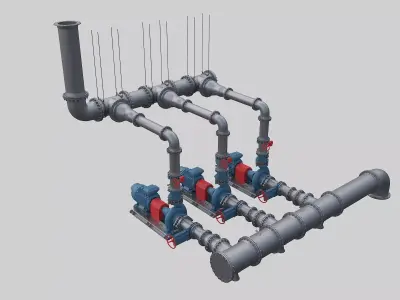 Water pumping station 3D model