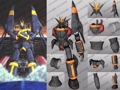 GunBuster Armor - DIY Cosplay Pepakura Foam Template Low-poly 3D model