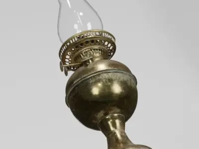 Brass Oil Lamp Victorian photogrammetry scan PBR 4K textures Low-poly 3D model