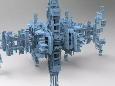 Sci fi Light gravity cube walkway platforms 2  Low-poly 3D model