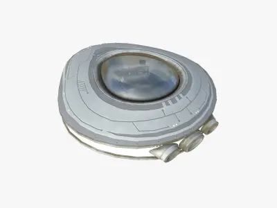Alien Spaceship UFO C09 Full White - Sci Fi Spacecraft Design Low-poly 3D model