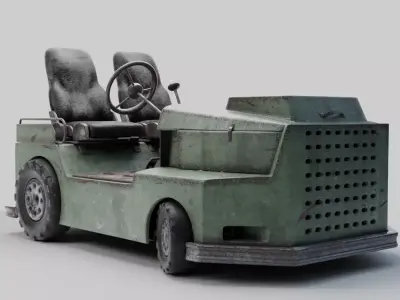 Roofless sparsely-rusty tug Low-poly 3D model