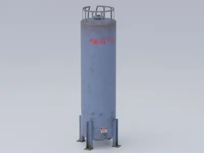Industrial Vertical Storage Tank-Blue 3D model