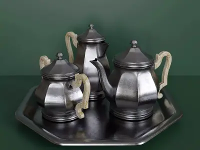 Antique silver tea set 3D model