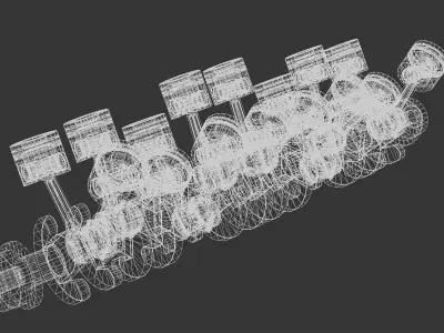 Animated Crankshaft Low-poly 3D model