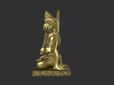 Sitting hanuman ji murti high definition stl file  3D print model