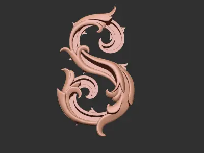 S Letter script Initial 3D print model