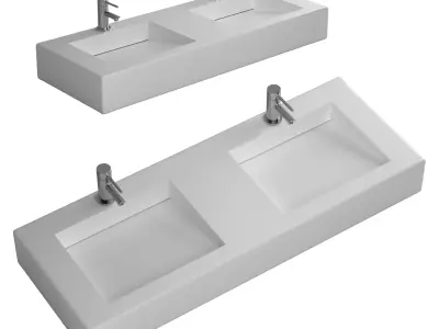 Wall hung washbasin ABBER Stein AS2643 double 3D model