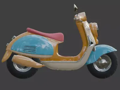 Futuristic Retro-Style Mini Scooter 3D Model Low-poly 3D model
