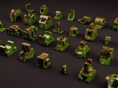 Building Blocks Kit Machined Parts Hard Surface V3 Low-poly 3D model