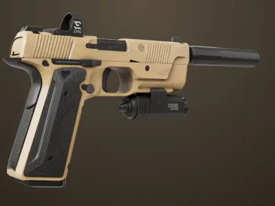 Pistol 03 Brown Generic  All PBR Unity UE Textures Included Low-poly 3D model