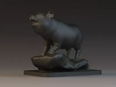 Pig Sculpture  Animal Parts 3D printing artwork Art 3D model