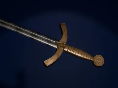 Antique sword engraved Free low-poly 3D model