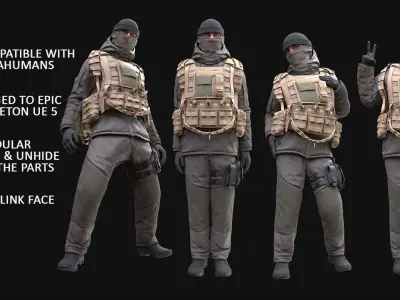 Mens and Womens Military Winter Uniforms 1 3D Model Pack