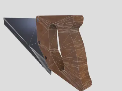 handsaw saw with wooden handle Free low-poly 3D model
