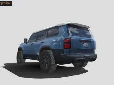 SUV off road lo-poly 3d model no logos  Low-poly 3D model