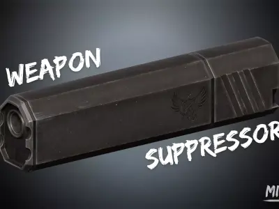 Silencer Handgun Suppressor  Low-poly 3D model