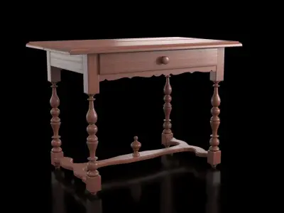 French Antique Oak Table 3D model