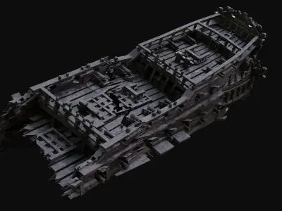 Shipwreck pirate ship Low-poly 3D model